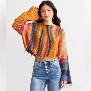 Free People Baja Pullover Sweater – Size M, Colorful Knit